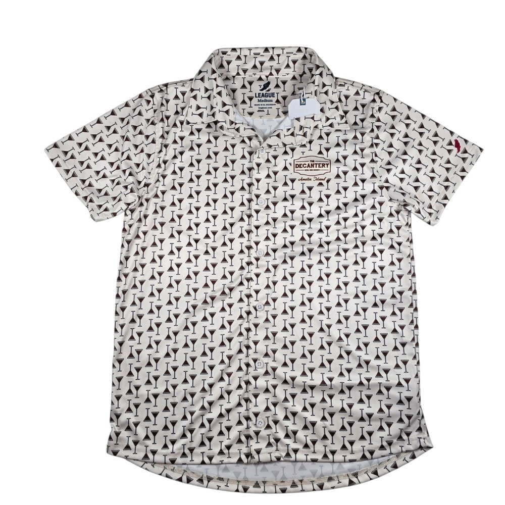League 91 Espresso Martini AOP Decantery Performance Button-Down Shirt Men's M